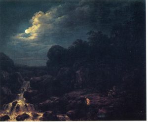 Franz Josef Manskirsch, Mondlandschaft mit Jäger, um 1800