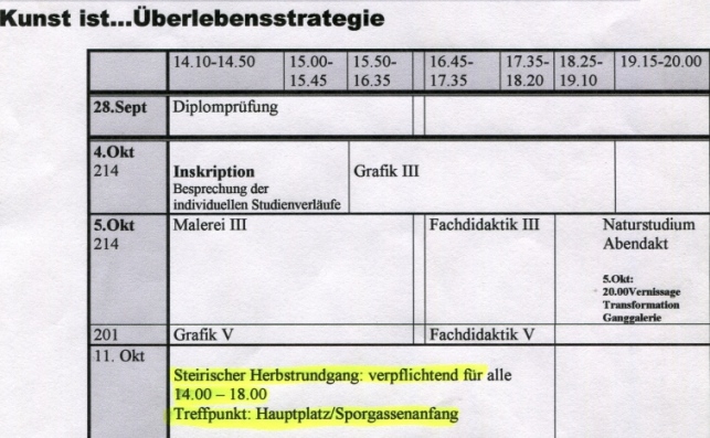 Lehre, Pädagogische Akademie der Diözese Graz Seckau, WS 2006/7
