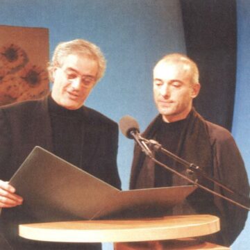 Stadtrat Helmut Strobl, Christian Marczik bei der Preisverleihung, Kunstpreis der Stadt Graz 25. Februar 1999
